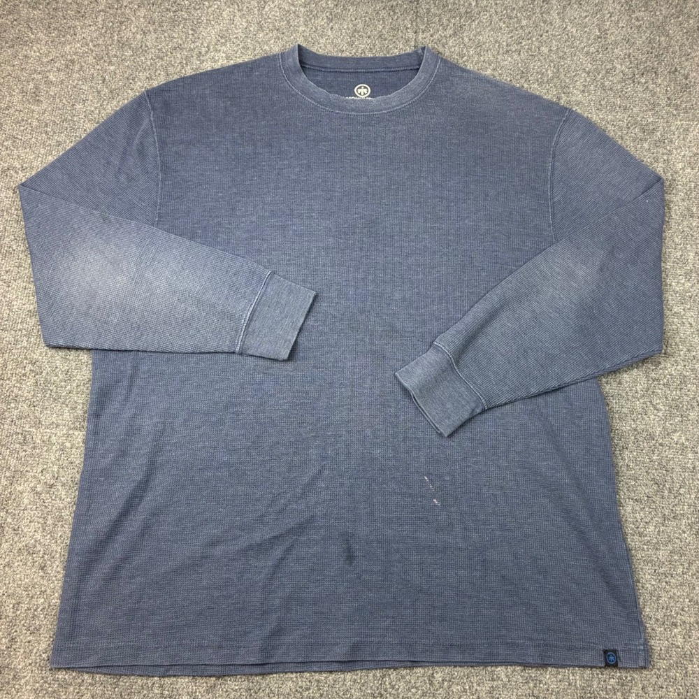 Monument Mens 3X Blue Waffle Knit Thermal Long Sleeve Shirt Crewneck